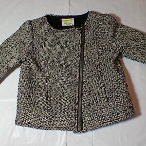Crazy 8 Toddler Baby Girls Jacket Tweed Zip Up Black & Ivory Size 18-24 mos